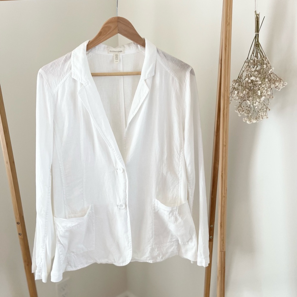 Eileen Fisher White Linen Blazer